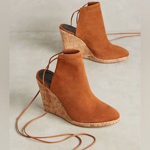 New Anthropologie M4D3 Madrid cork heel suede shoes